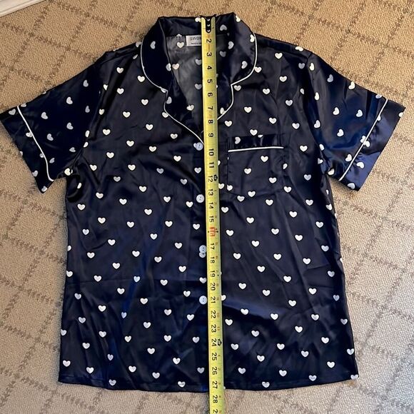 Swomog navy satin pajama set w white stars. M NWOT - Picture 5 of 8